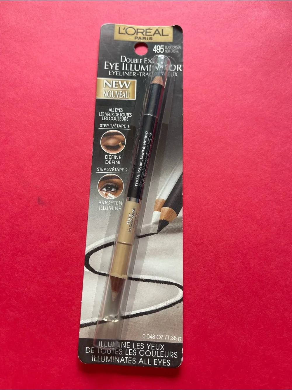 L'oreal Double Extend Eye Illuminator Eyeliner #495 Black Crystal 0.048 oz